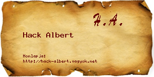 Hack Albert névjegykártya