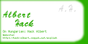 albert hack business card